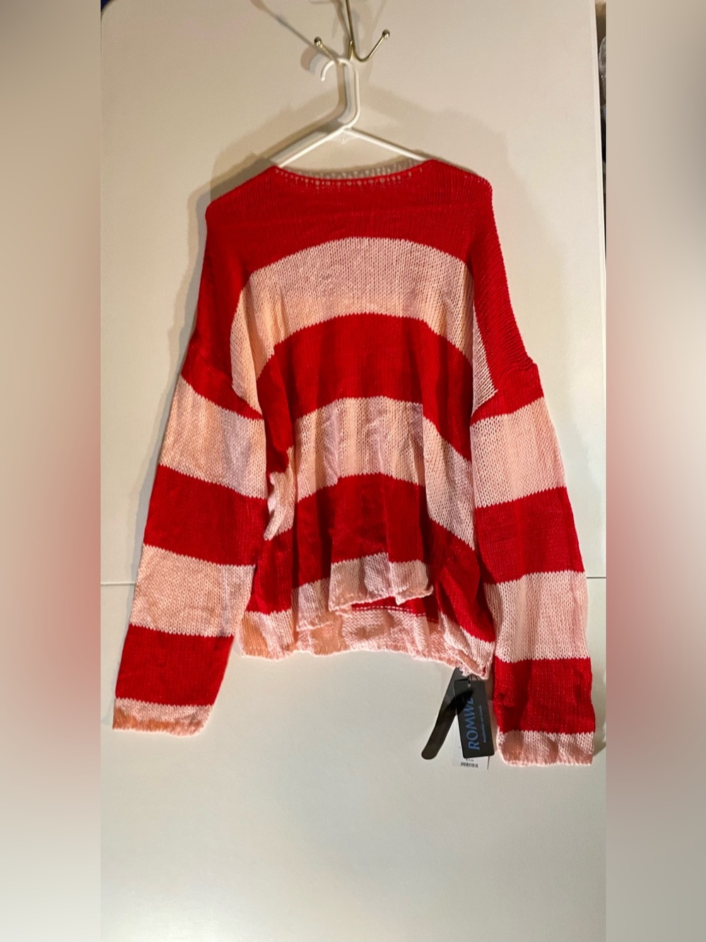 ROMWE Grunge Punk Guys Striped Distressed Drop Shoulder Sweater NWT Large
